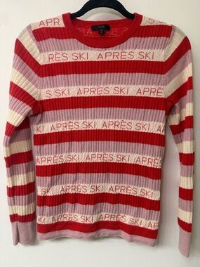 J. Crew Apres Ski Ribbed Margot Sweater Red & Pink Women’s Size Medium